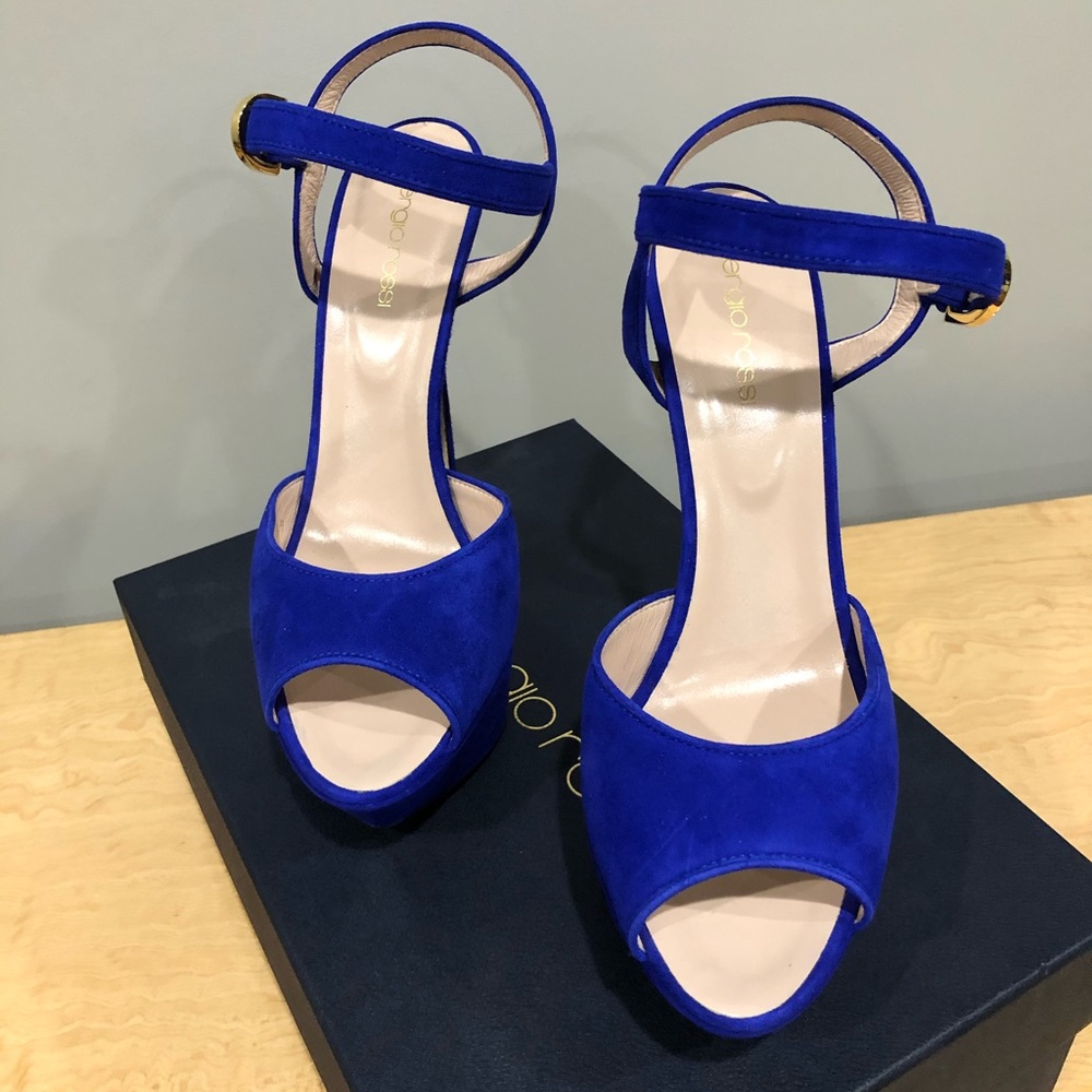 Sergio Rossi blue suede sandals
